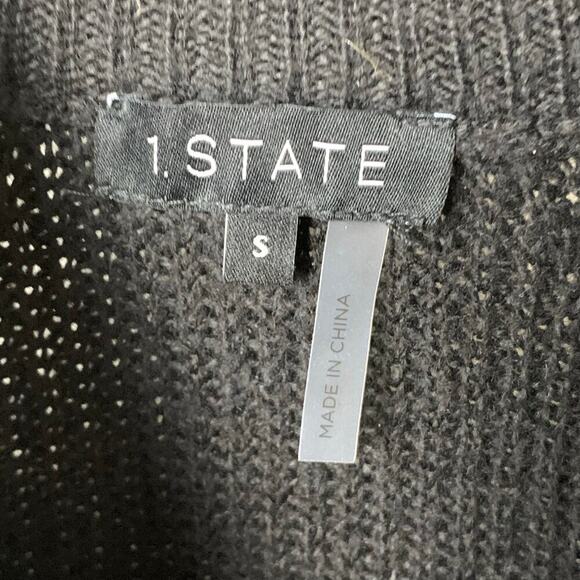 1. STATE Black Open Cold Shoulder Rib Knit Halter Neck Sweater S NWT - Picture 5 of 7